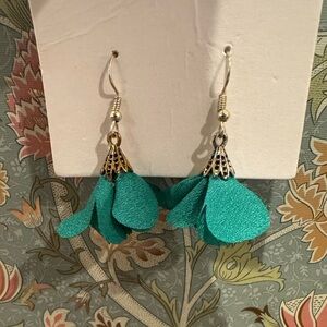 Elegant Kelly Green Petal Drop Earrings